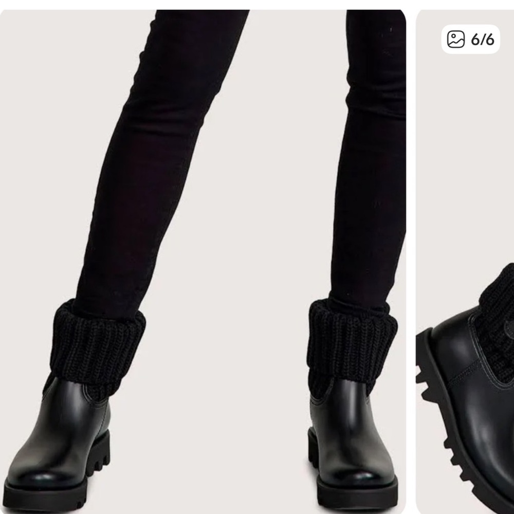 Moncler Black Knit Foldover Rain Boots - Picture 4 of 5